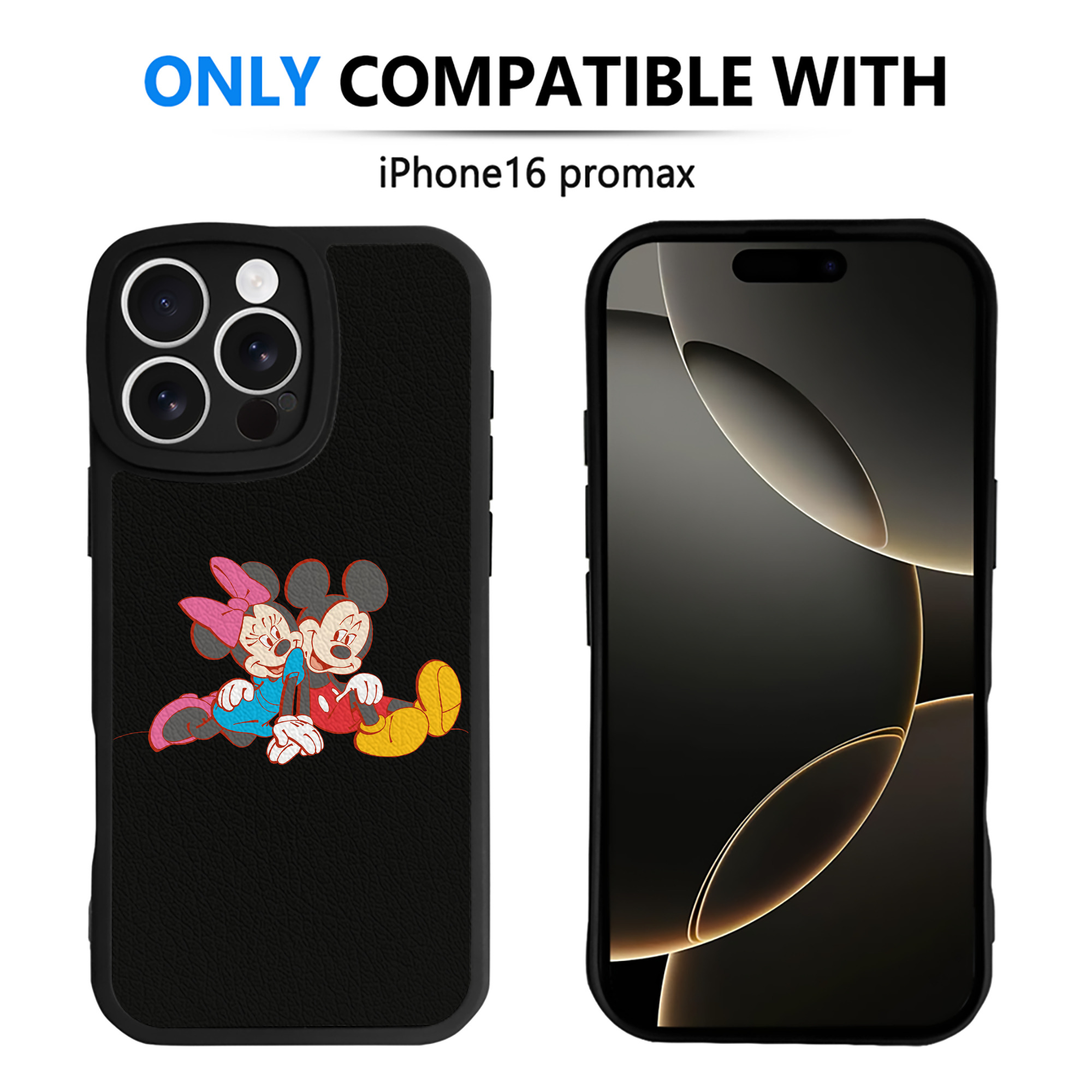 （画像用） ミッキーマウス Mickey Mouse 【iPhone 16シリーズ対応】シリコンスマホケース（レザー調） 材質：シリコン